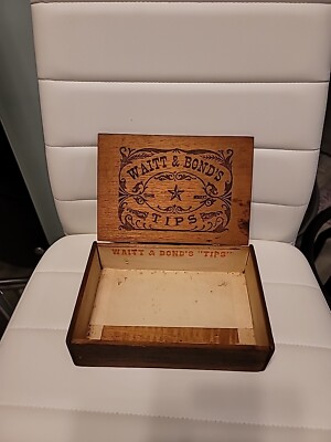 WAITT & BOND'S TIPS wooden hinged cigar box