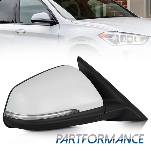 White Mirror w/ Heated Memory Signal Light Right Side Fit BMW X1 2016 2017-2021