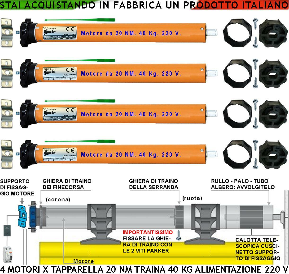 Offerta Kit 4 Motori Tapparelle 40kg 220V - Prezzo Imbattibile