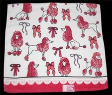 C-HOME Pink Groomed Diva Show Poodles Varied Bows Decorative Velour BATH Towel