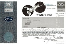 Pfizer Inc., Delaware, 1978 - die Pharma-Aktie (100 Shares) - blau