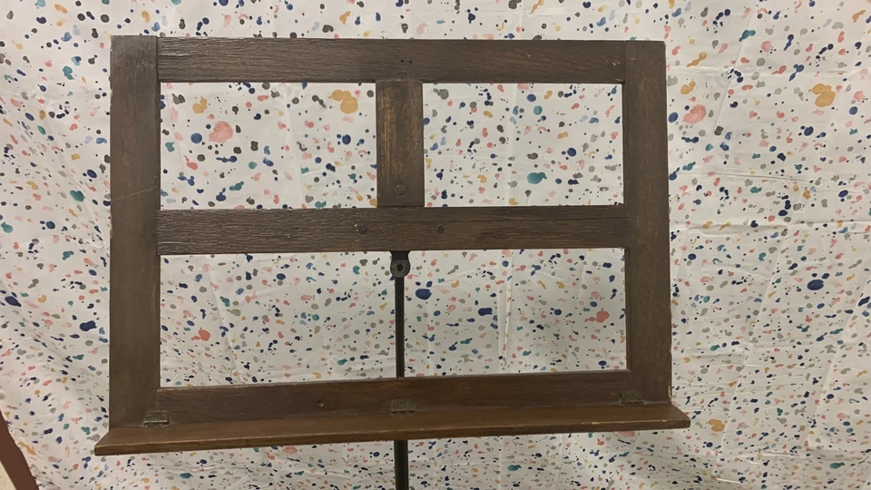 Antiguo soporte de música con base de hierro ajustable Hamilton Foto 4 de 4