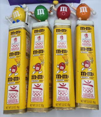 M&M's 金色3．2g 公式コレクション 4 1992 Winter M&M Olympic Commemorative Candy Holders Skier Torch