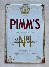 PIMM'S N.1 INSEGNA METALLO UOMO CAVE PUB GIN BAR COCKTAIL PUNCH SPIRIT 20x30cm
