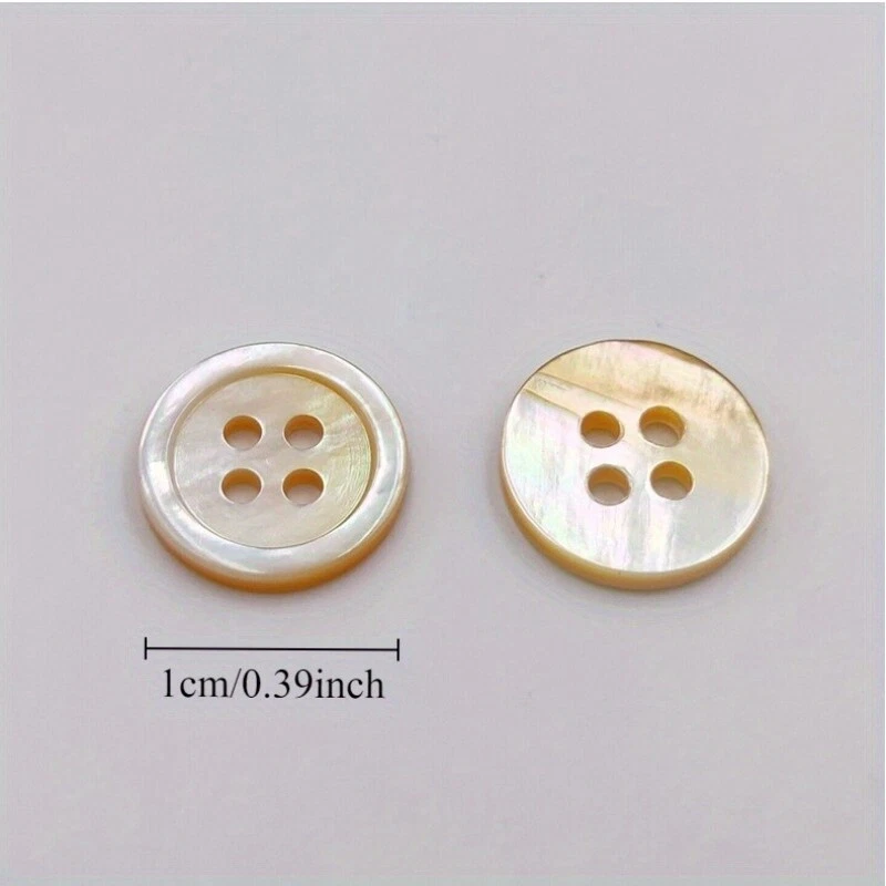10pcs Natural Shell 4-hole Flat Button Garment DIY Shirt Sewing 1-1.25cm - Image 4 of 4