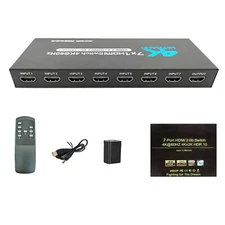 7-Port HDMI Switch 2.0 4K@60Hz 7x1 HDMI 2.0 Switcher With IR Remote Support HDR