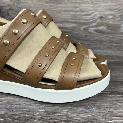 Ecco Women Shoes Touch Braided Plateau Wedge Sandal Whisky Heel