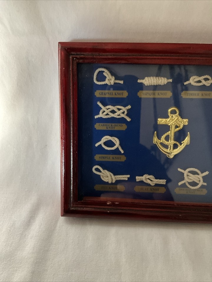 Wall Hanging Small Shadow Box Sailor Nautical Navy Rope Knots Framed 6.