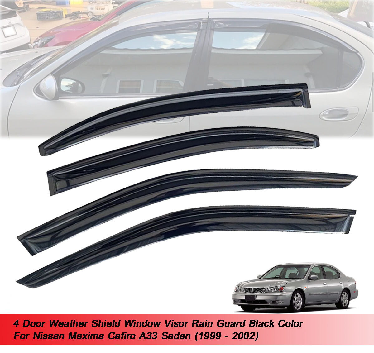 Window Visor Rain Guard For Nissan Maxima Cefiro Sedan A33 1999