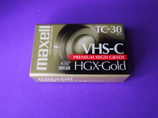 Maxell VHS-C TC-30 Premium High Grade Camcorder Videocassette HGX-GOLD 30/90 min