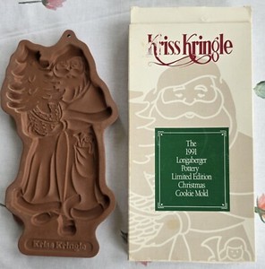 Longaberger Pottery Christmas Cookie Mold 1991 Kriss Kringle