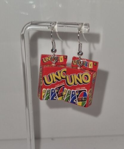 Funky Fun UNO Spielkartenspiel handgefertigte Ohrringe 4 cm - Bild 1 von 3