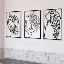 CHENGU 3 Pieces Metal Minimalist Abstract Woman Wall Art Line Drawing Wall... 