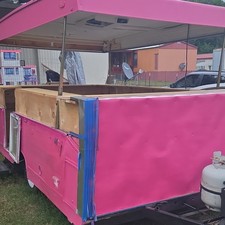 Pink Concession Trailer with Wooden Interior, Serving Counter, Propane Tank