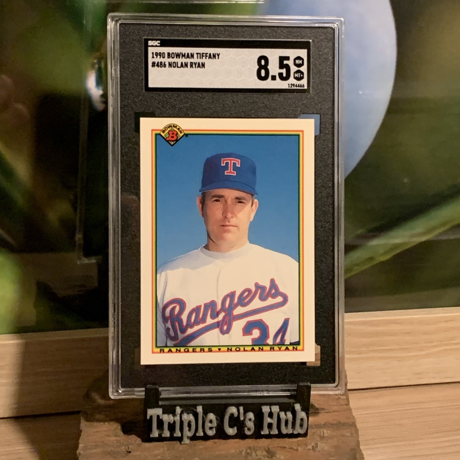 1990 Bowman Tiffany Nolan Ryan HOF #486 SGC 8.5 Texas Rangers