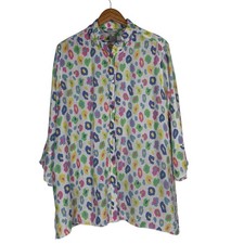 Multiples Tunic Women's Blouse Button Down Multicolor 3/4 Sleeve Size 1X