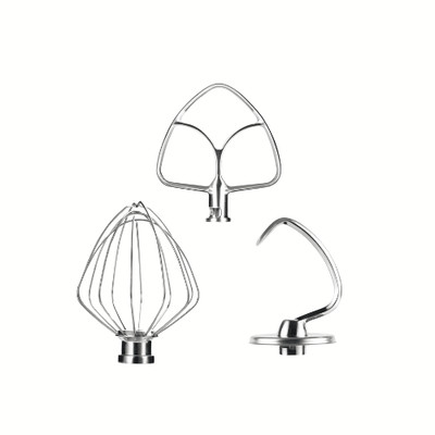 Stand Mixer Accessories 3-piece Set, Stainless Steel Whisk, Dough Hook And 5-Qt
