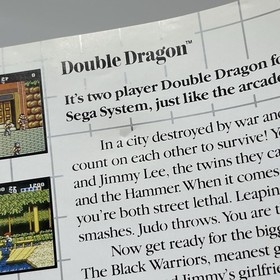 Double Dragon Sega Master System SMS Authentic (No Manual) - Tested & Works