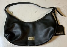 Madden NYC Black Shoulder Handbag with Fob And Silver Hardware
