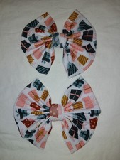 Girls 2pc Handmade Fabric Bow Hair Clips/Barrettes Multicolor Butterfly One Size