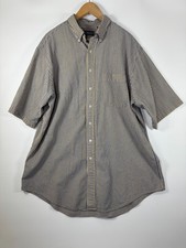 Vintage Lands End Direct Merchants Shirt Mens XL Tall Blue Tan Seersucker Preppy