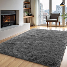 Area Rugs for Living Room Grey Rugs for Bedroom 4X6 Carpet Fluffy Furry Soft Sha