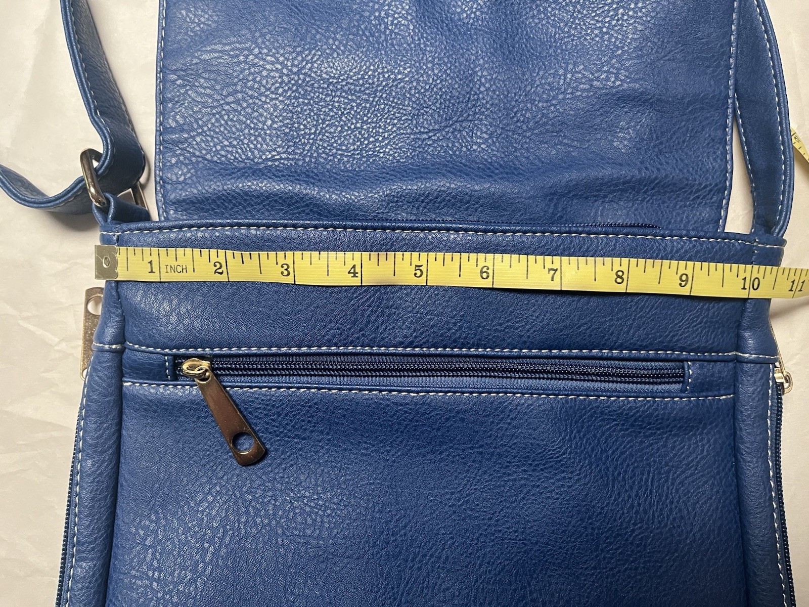 Colorful Patchwork PU Leather Blue Crossbody Mess… - image 5