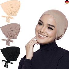 3 Stück Hijab Kopftuch Damen, Hijab Undercap, Turban Mütze Damen, Islamische M