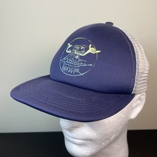 Quiksilver Boys Blue White Trucker Hat Mesh Snapback Shark Wave Surf 53cm