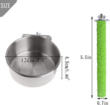 Parrot Feeding Dish Cups,Stainless Stee Bird Feeder Birds Food Water Bowls wi...