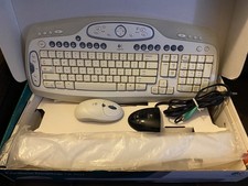Vintage Logitech LX 501 White Wireless Keyboard and Mouse Combo Open Box Tested