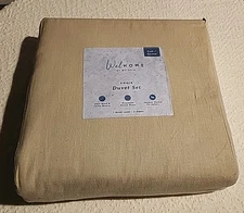 Welspun - Relaxed Linen Duvet Set Full Queen Size Oatmeal Soft Home Bedding