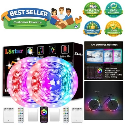 Battery Powered Led Strip Lights, 2x16.4Ft 32.8Ft,Two Sets of Strip Light wit...
