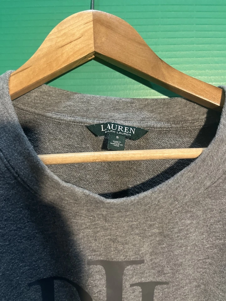 Ralph Lauren 绿色标签运动衫小号灰色棉 RL 标志复古干净休闲 — 第 3/4 张图片