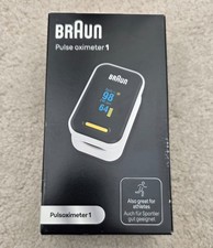Image of Braun Pulse Oximeter 1, BNB, new with batteries, Detachable Lanyard, opened box.
