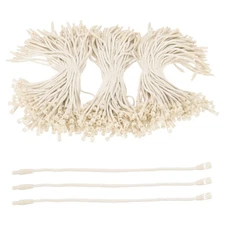 300 Pcs Cotton Hang Tag String, 6 Inch Beige Snap Lock Pins Loop Price Tag