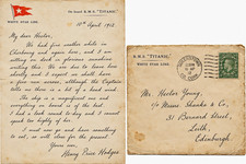 White Star Line RMS Titanic letter & envelope dated 10 April 1912 reproduction