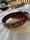 XL Red Spiked Dog Collar Studded PU Leather Punk Large Breed 21-24" Made In USA — photo 3
