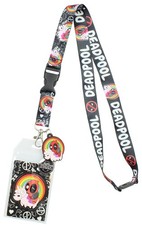 Marvel Deadpool Lanyard with Unicorn Rainbow Charm and Detachable ID Holder