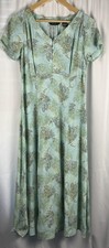 VTG EDDIE BAUER Aqua/green Floral Dress Short Sleeve V-Neck Cotton Petite S
