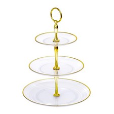 3-Tier Cupcake Stand, Round Plastic Tiered Serving Tray, Cup Cake Tower for B...