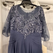 NWT LT Lan Ting Mother Of The Bride/Groom A-Line Formal Gown 12-14 Dusty Blue