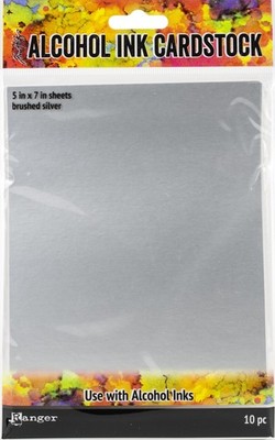 3 Pack - Tim Holtz Alcohol Ink Cardstock 5''X7'' 10/Pkg-Brushed Silver - TAC65494