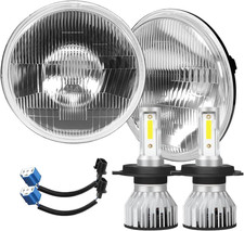 H4/9003 LED Headlight Bulbs 7-Inch H6024 Glass Round LED Headlight Combo Kit