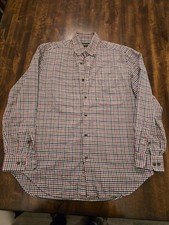 Orvis Luxury Flannel Plaid Button Up Size Medium Long Sleeve