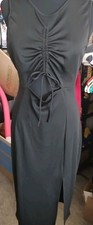  Black Formal & Dinning Dress  With Keyhole Im Front & Ties Front Clearance Sale
