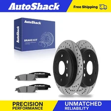 Rear Drilled Slotted Brake Rotors Ceramic Pads for Chevy Silverado 1500 V8