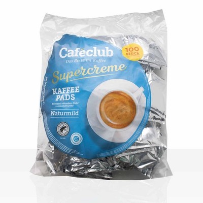 Cafeclub Kaffee-Pads Supercreme mild 100Stk einzeln verpackt, Pad für zb Senseo