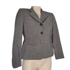 Ann Taylor Stretch Gray Wool Blend 3-Button Blazer Jacket Petite 2P Office Wear