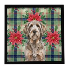 Grizzle Tan Otterhound Christmas Poinsettas Framed Metal Print WDK8739MFP88